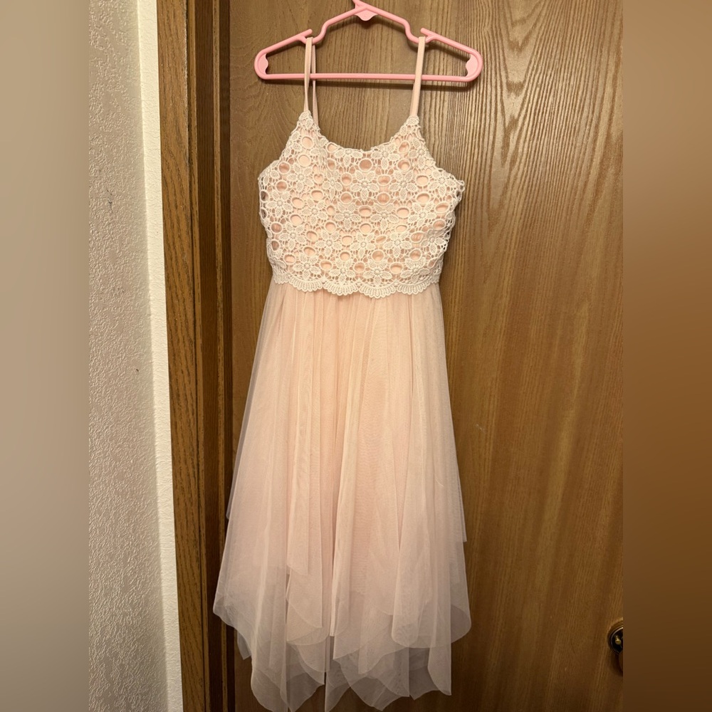 Zenzi Girls 6/6X Blush Pink Lace Tulle Dress | Flower Girl